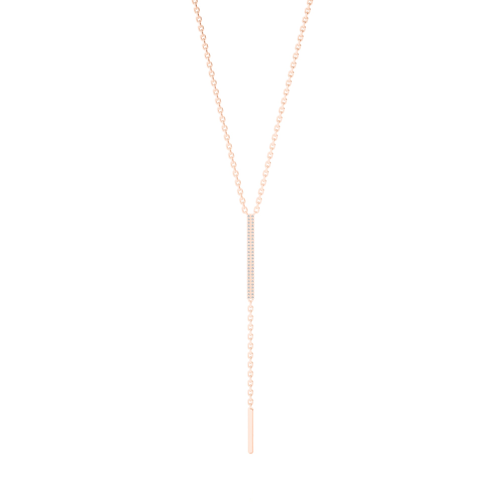 Solid Gold Pave Diamond Bar Lariat
