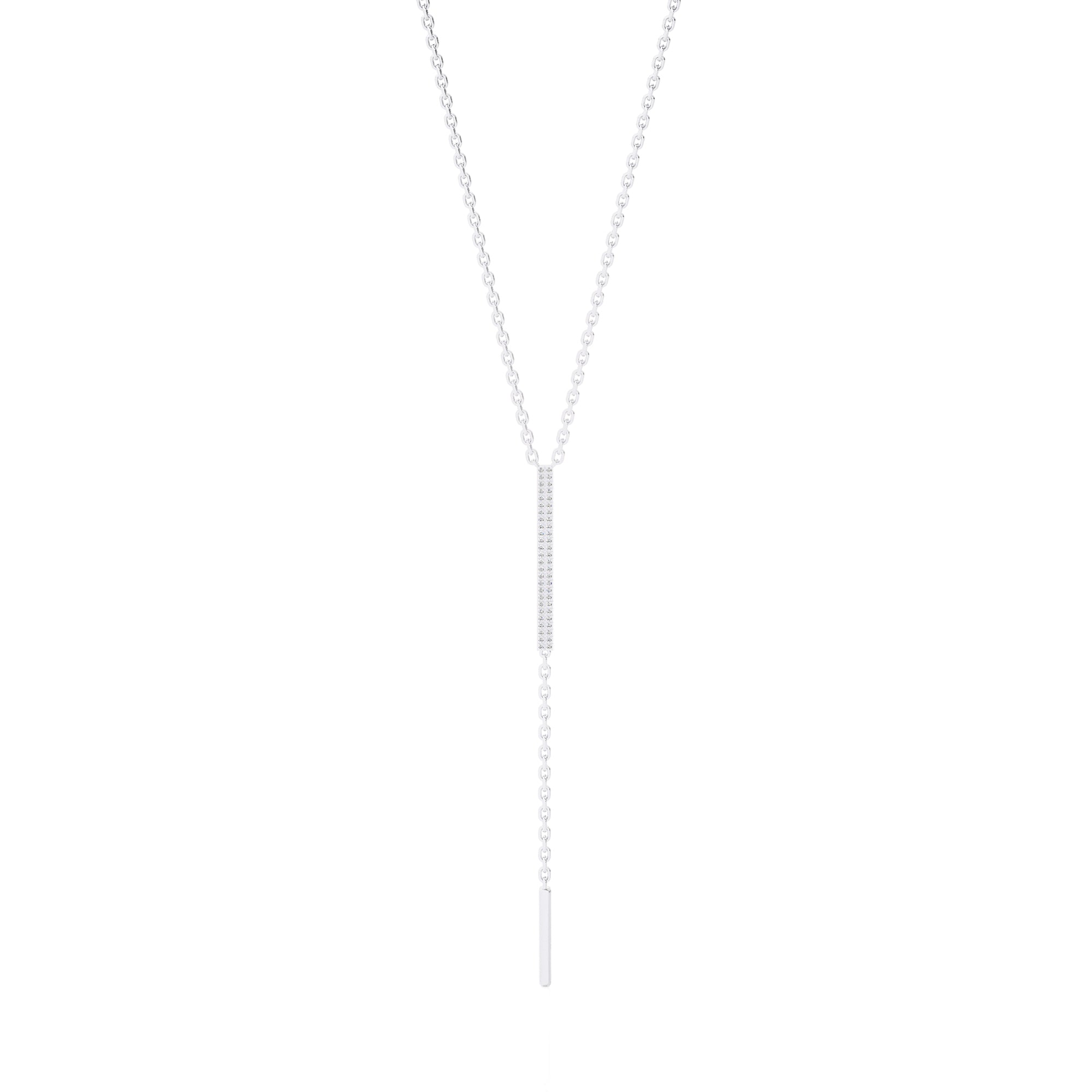 Solid Gold Pave Diamond Bar Lariat