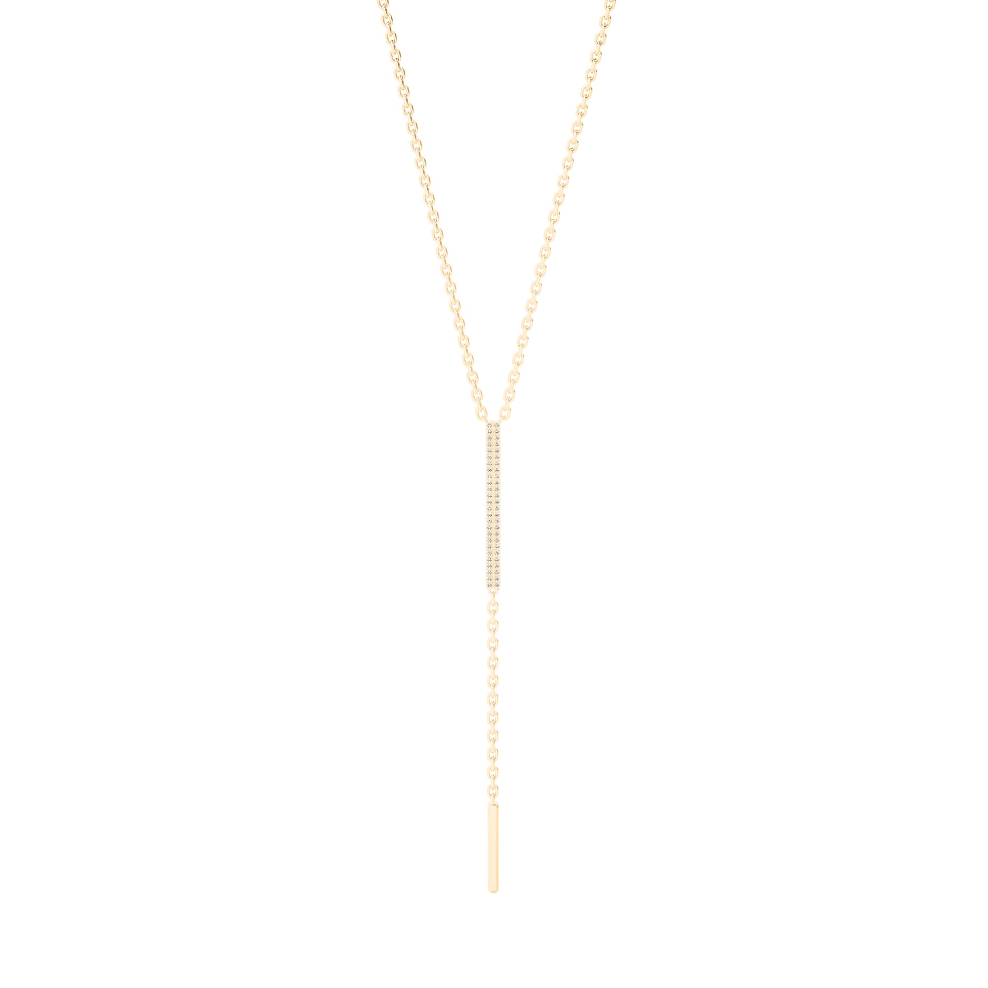 Solid Gold Pave Diamond Bar Lariat