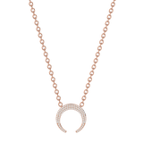 Solid Gold Diamond Crescent Necklace