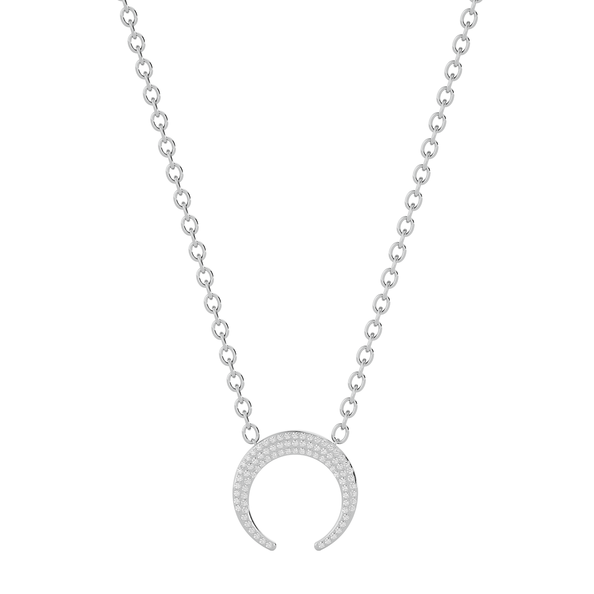 Solid Gold Diamond Crescent Necklace