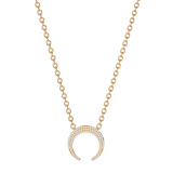 Solid Gold Diamond Crescent Necklace