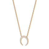 Solid Gold Diamond Crescent Necklace