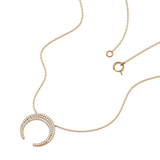 Solid Gold Diamond Crescent Necklace