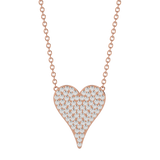 Solid Gold Pave Diamond Heart Necklace
