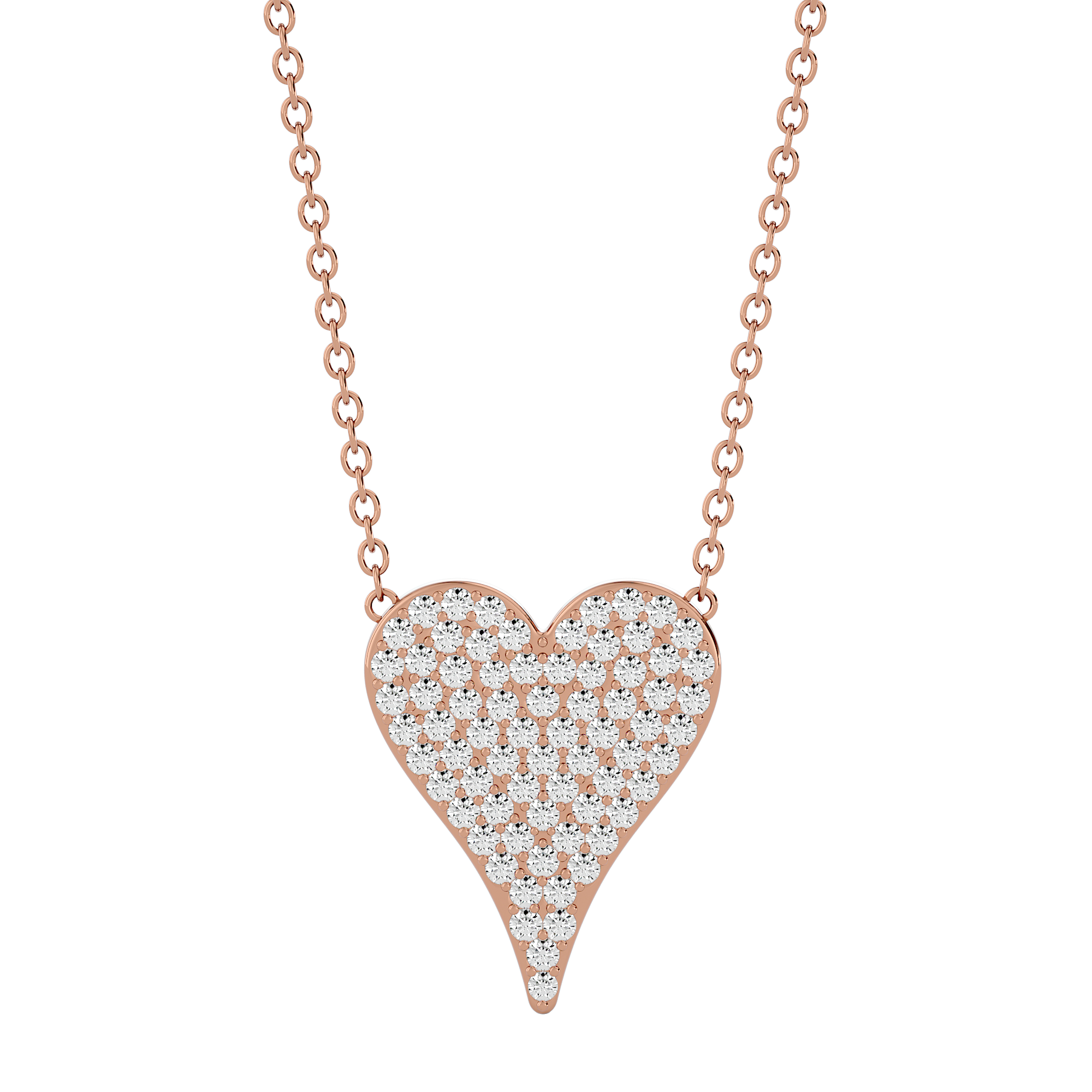 Solid Gold Pave Diamond Heart Necklace