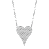 Solid Gold Pave Diamond Heart Necklace