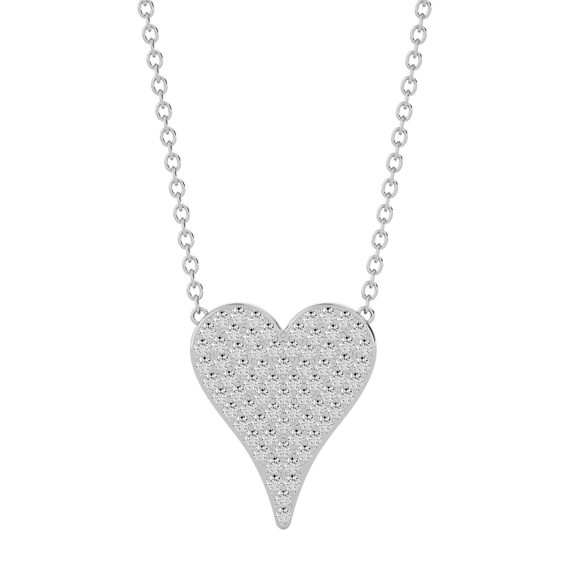 Solid Gold Pave Diamond Heart Necklace