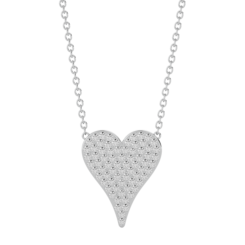 Solid Gold Pave Diamond Heart Necklace