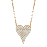 Solid Gold Pave Diamond Heart Necklace