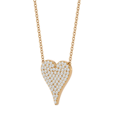 Solid Gold Pave Diamond Heart Necklace