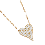 Solid Gold Pave Diamond Heart Necklace
