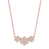 Solid Gold Diamond Flower Necklace