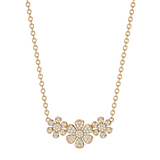 Solid Gold Diamond Flower Necklace