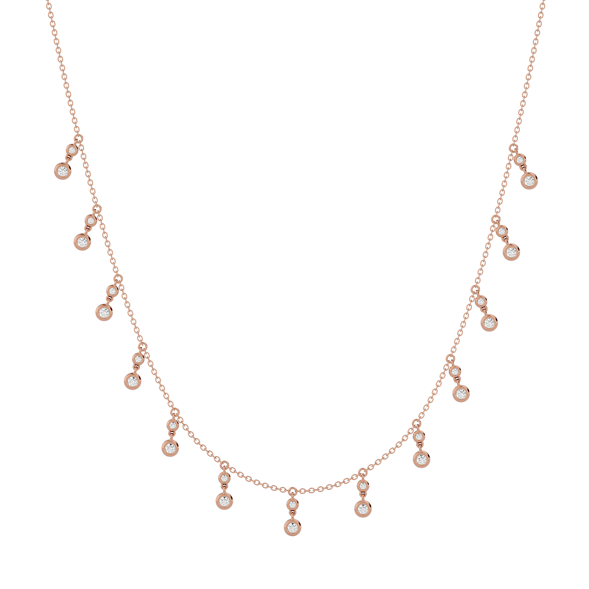 Solid Gold Diamond Dancing Necklace