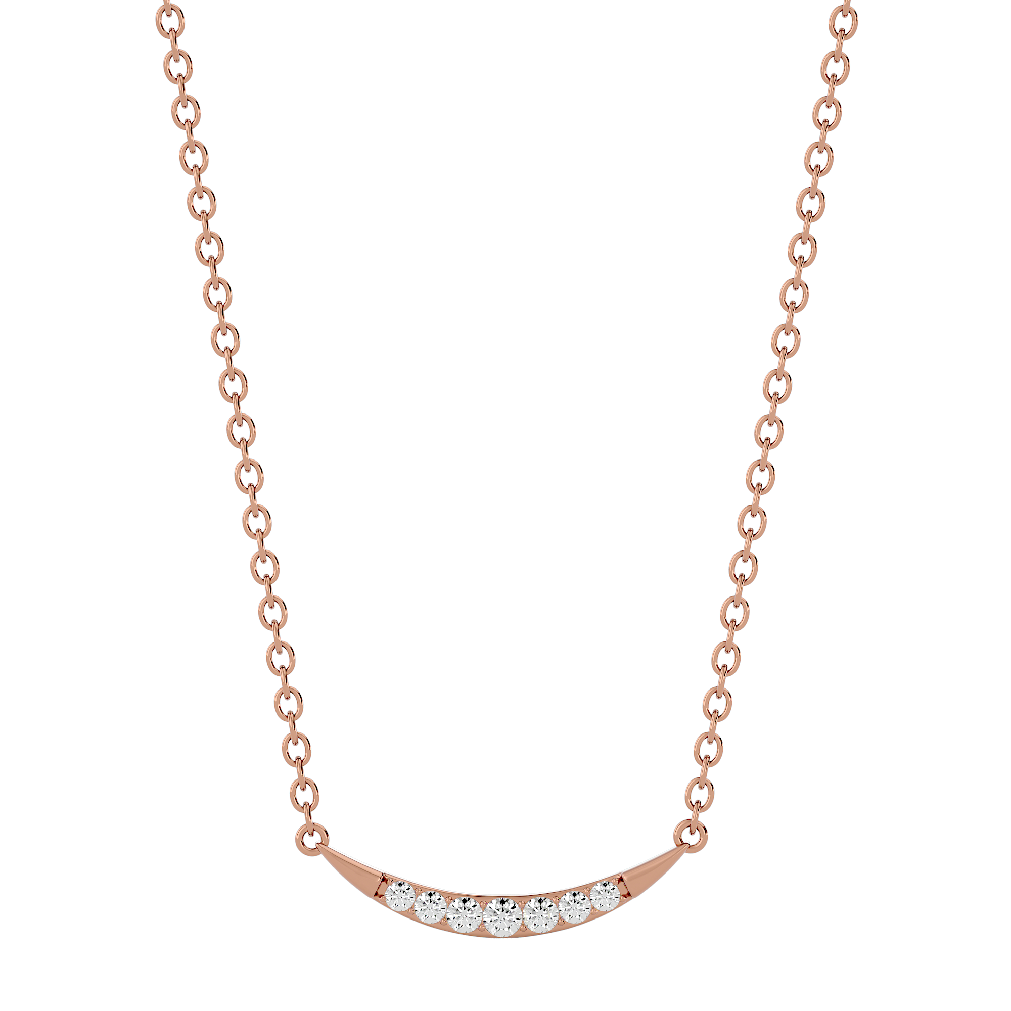 Solid Gold Diamond Curved Bar Necklace