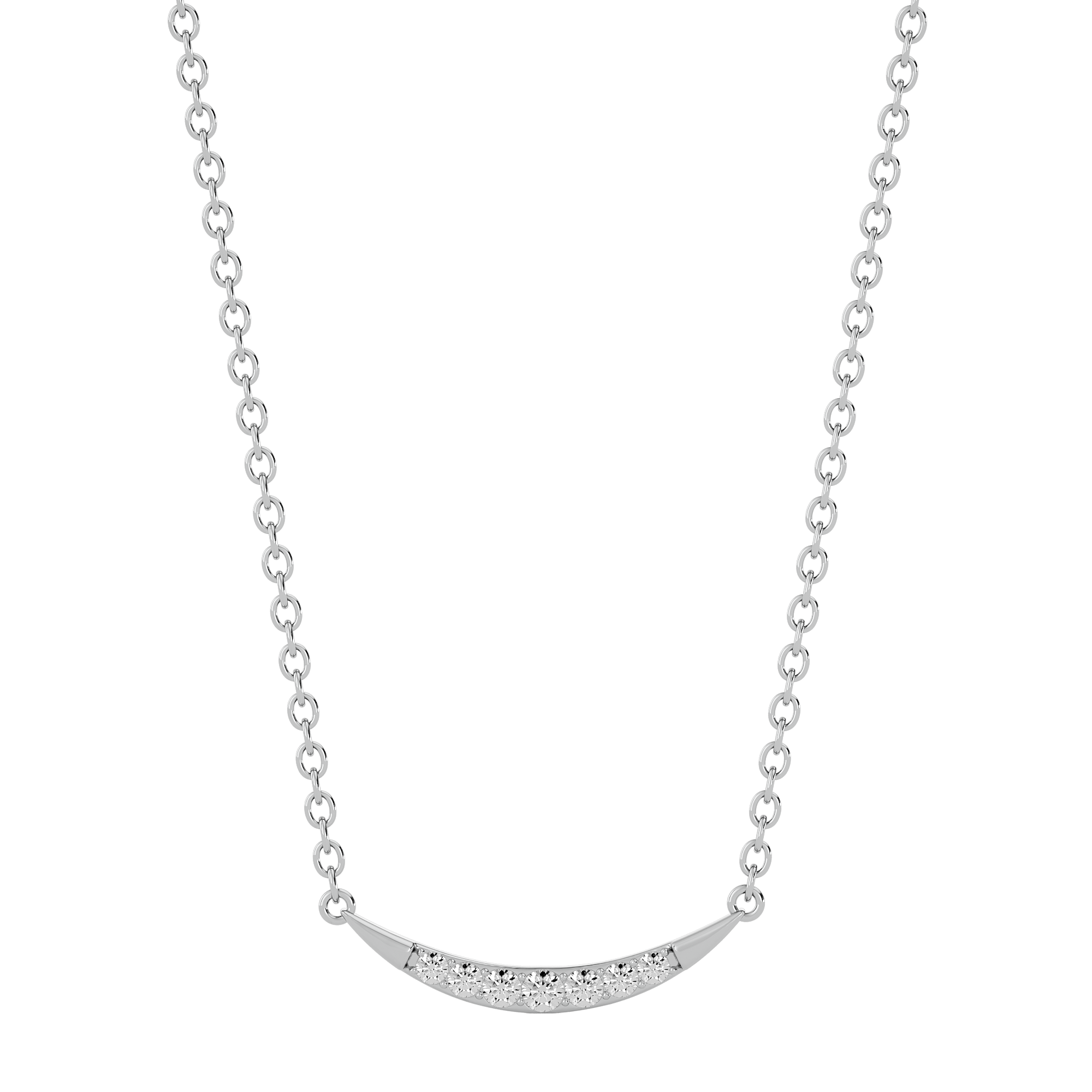 Solid Gold Diamond Curved Bar Necklace