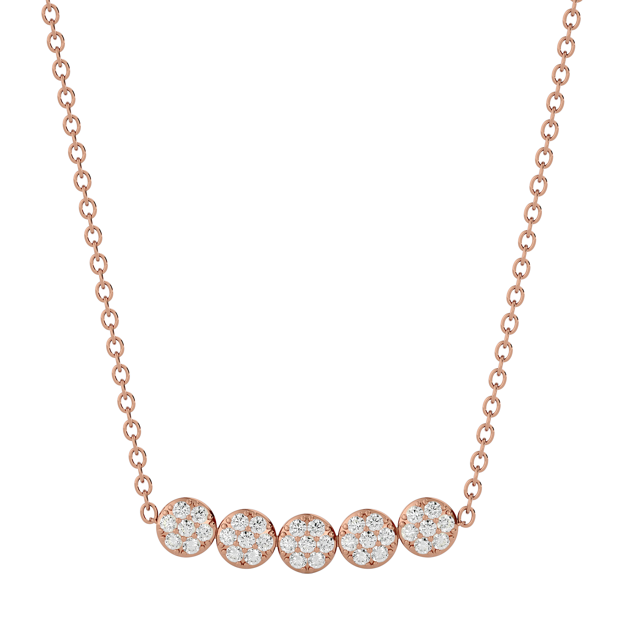 Solid Gold Diamond Cluster Necklace