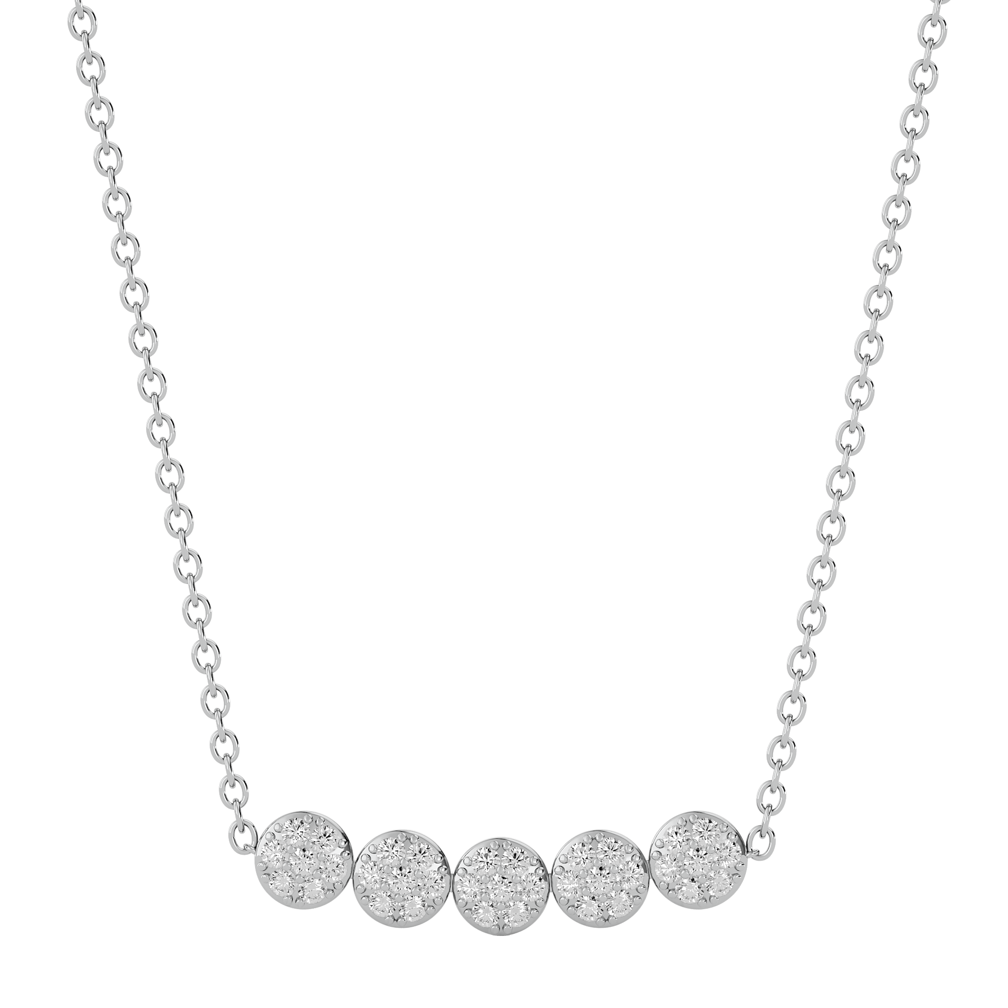 Solid Gold Diamond Cluster Necklace