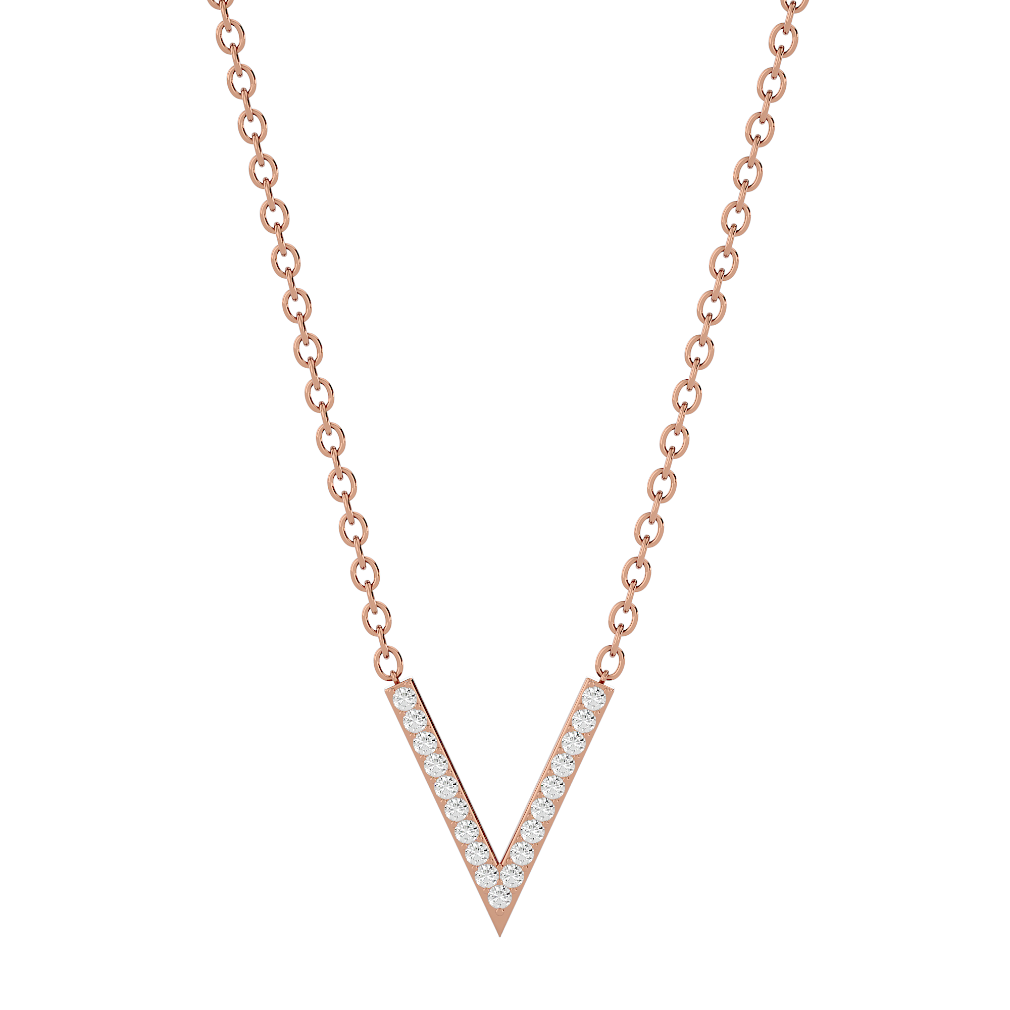 Solid Gold Diamond Chevron Necklace