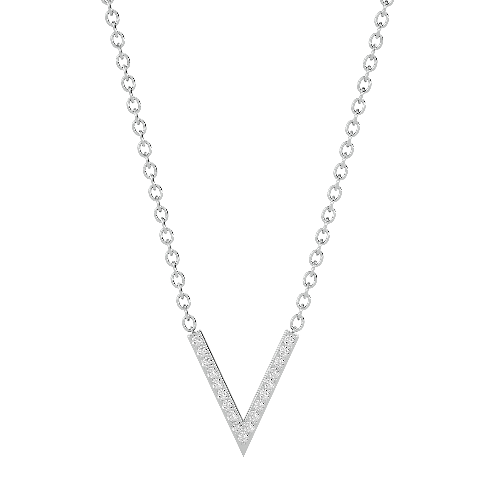 Solid Gold Diamond Chevron Necklace