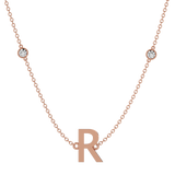 Solid Gold Initial Diamond Necklace