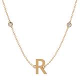 Solid Gold Initial Diamond Necklace