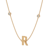 Solid Gold Initial Diamond Necklace