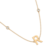 Solid Gold Initial Diamond Necklace