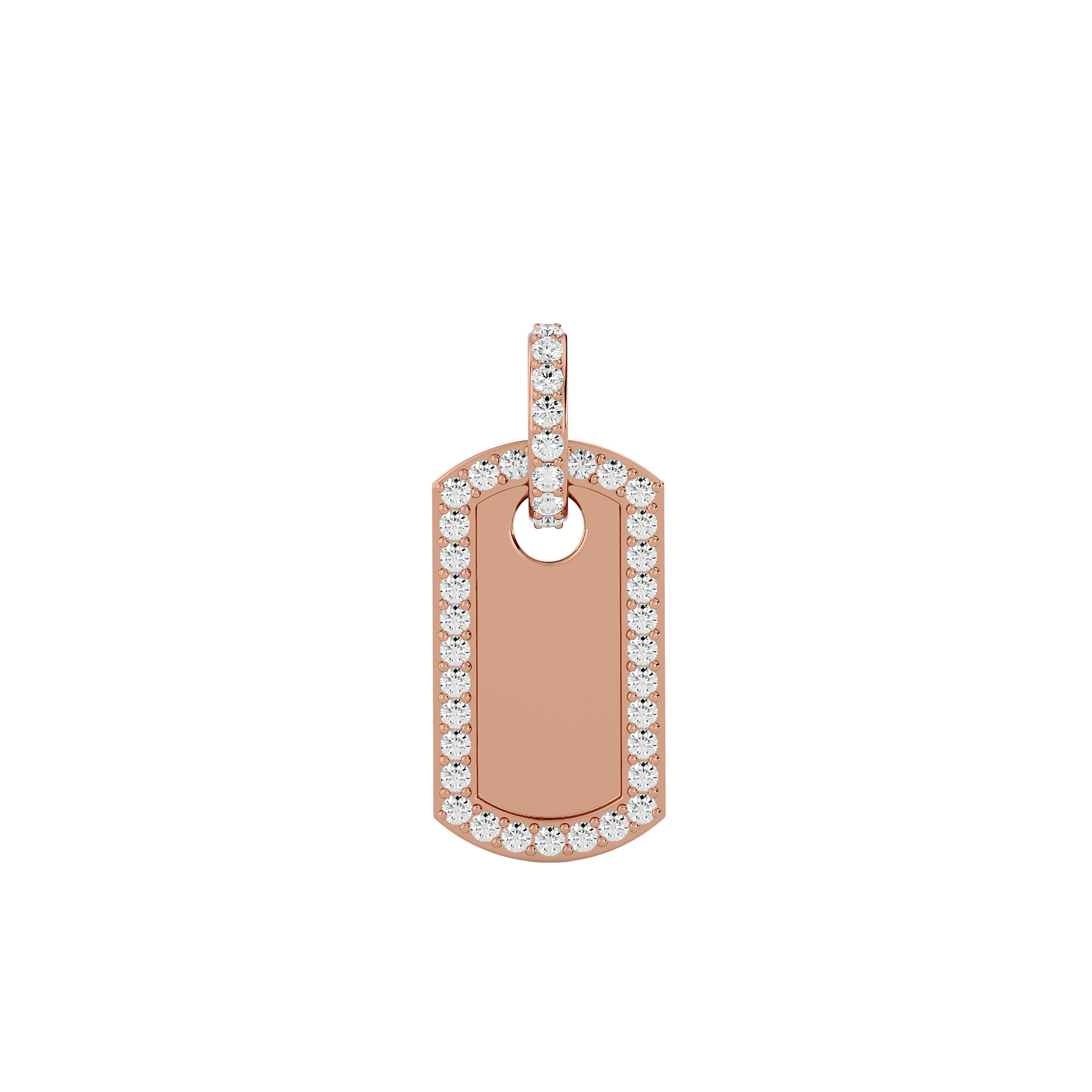 Solid Gold Diamond Dog Tag Pendant-Necklace