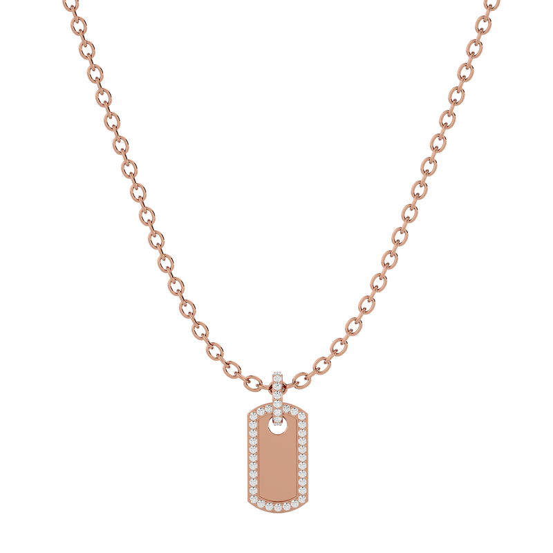 Diamond Dog Tag Pendant-Necklace