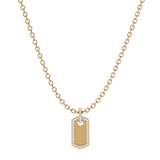 Solid Gold Diamond Dog Tag Pendant-Necklace