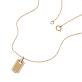 Solid Gold Diamond Dog Tag Pendant-Necklace