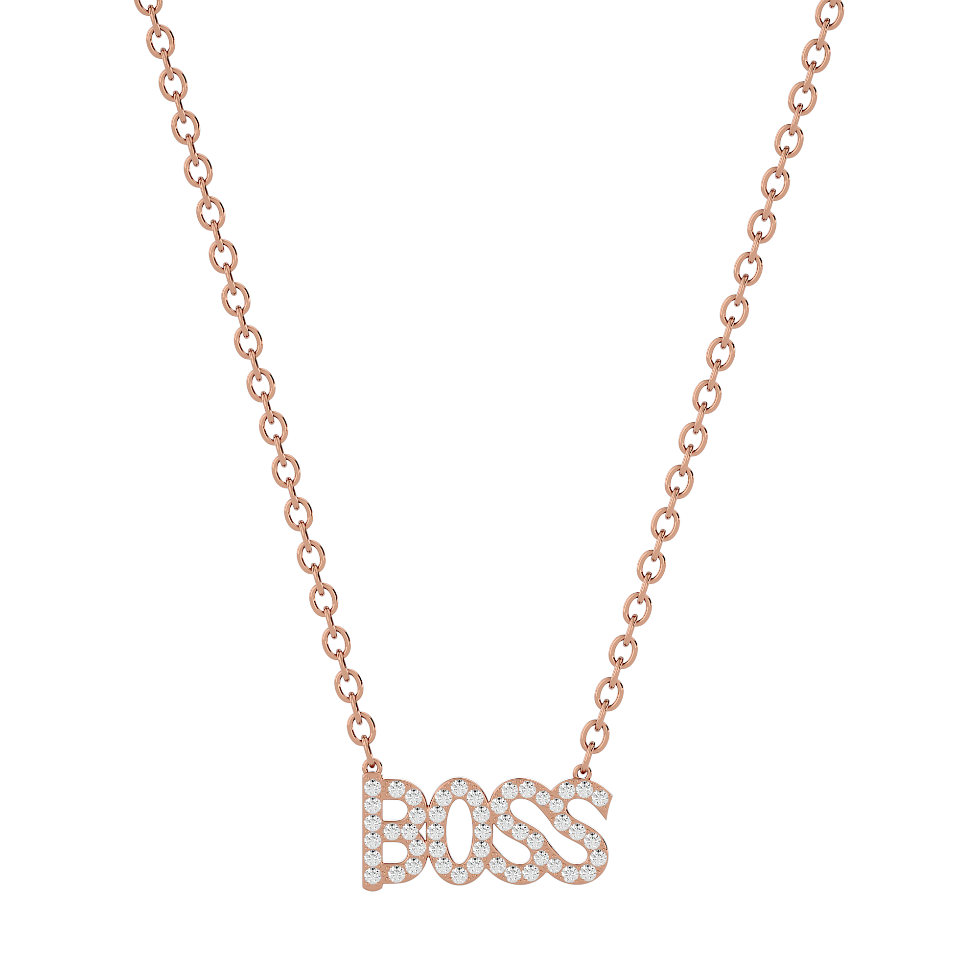 Solid Gold Diamond BOSS Necklace