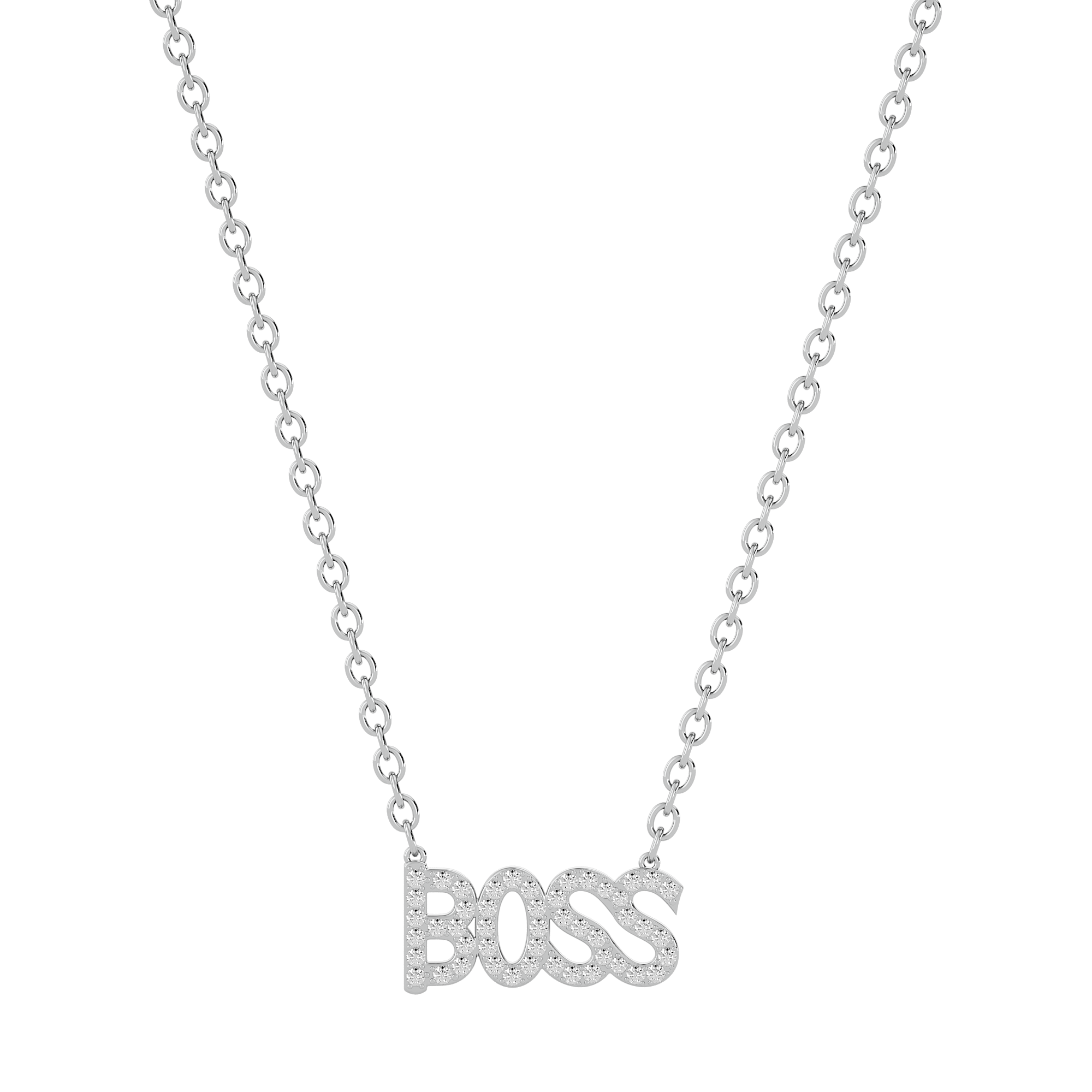 Solid Gold Diamond BOSS Necklace