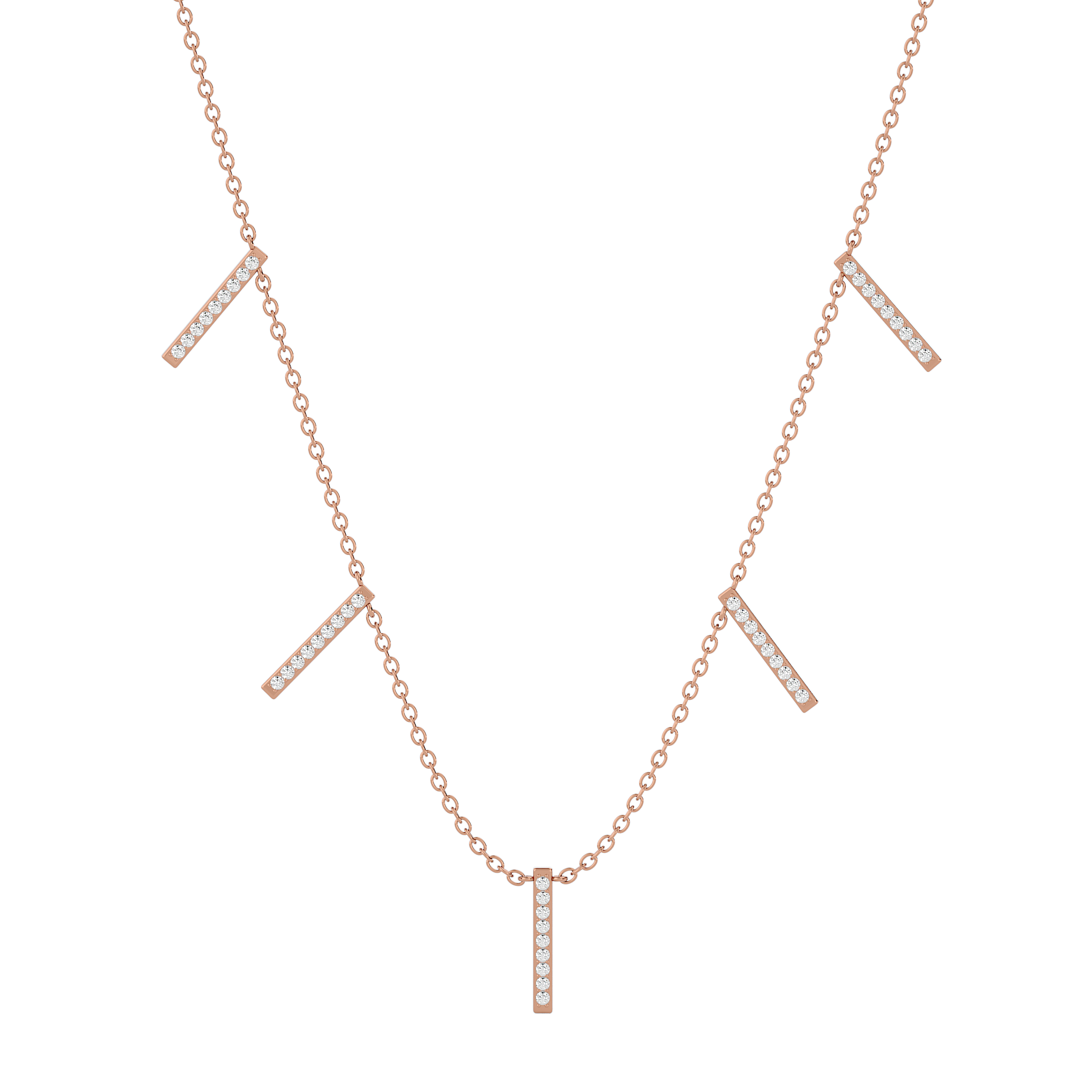 Solid Gold Diamond Bar Family Necklace