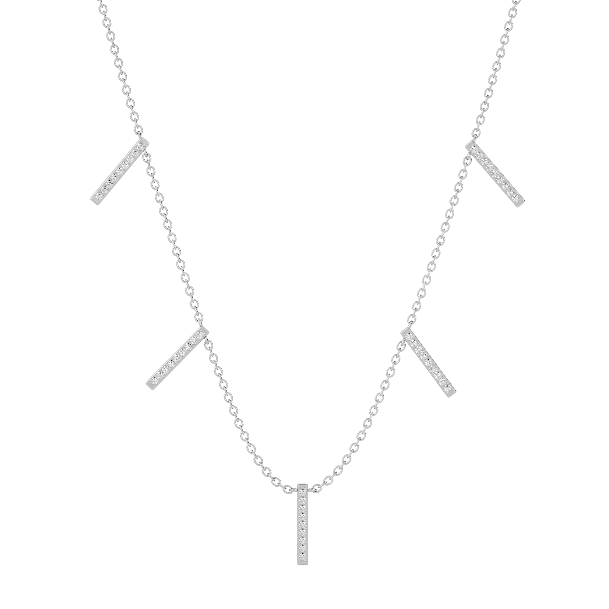 Solid Gold Diamond Bar Family Necklace
