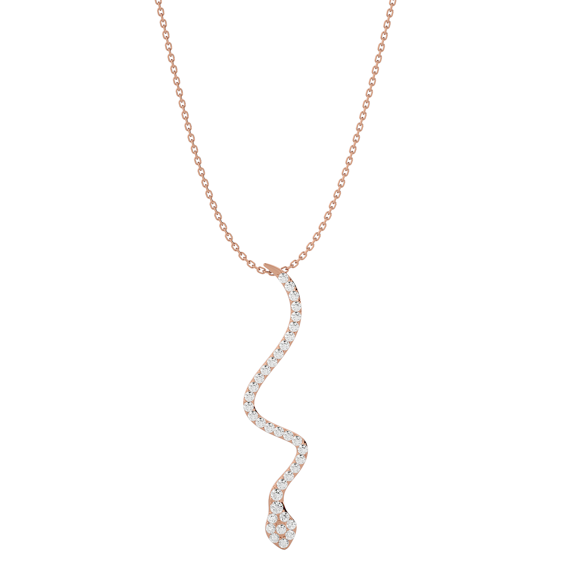 Solid Gold Pave Diamond Snake Necklace