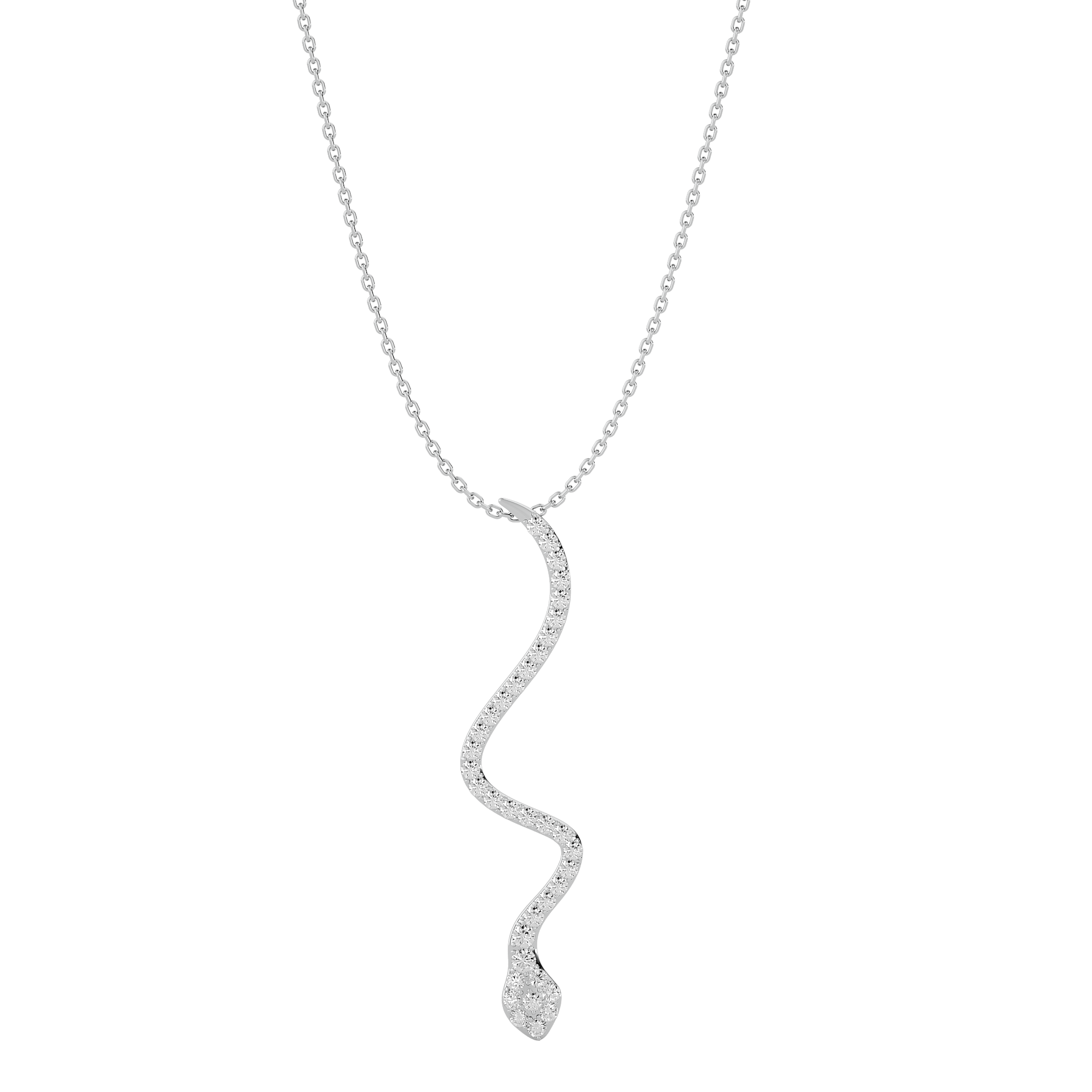 Solid Gold Pave Diamond Snake Necklace