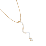 Solid Gold Pave Diamond Snake Necklace
