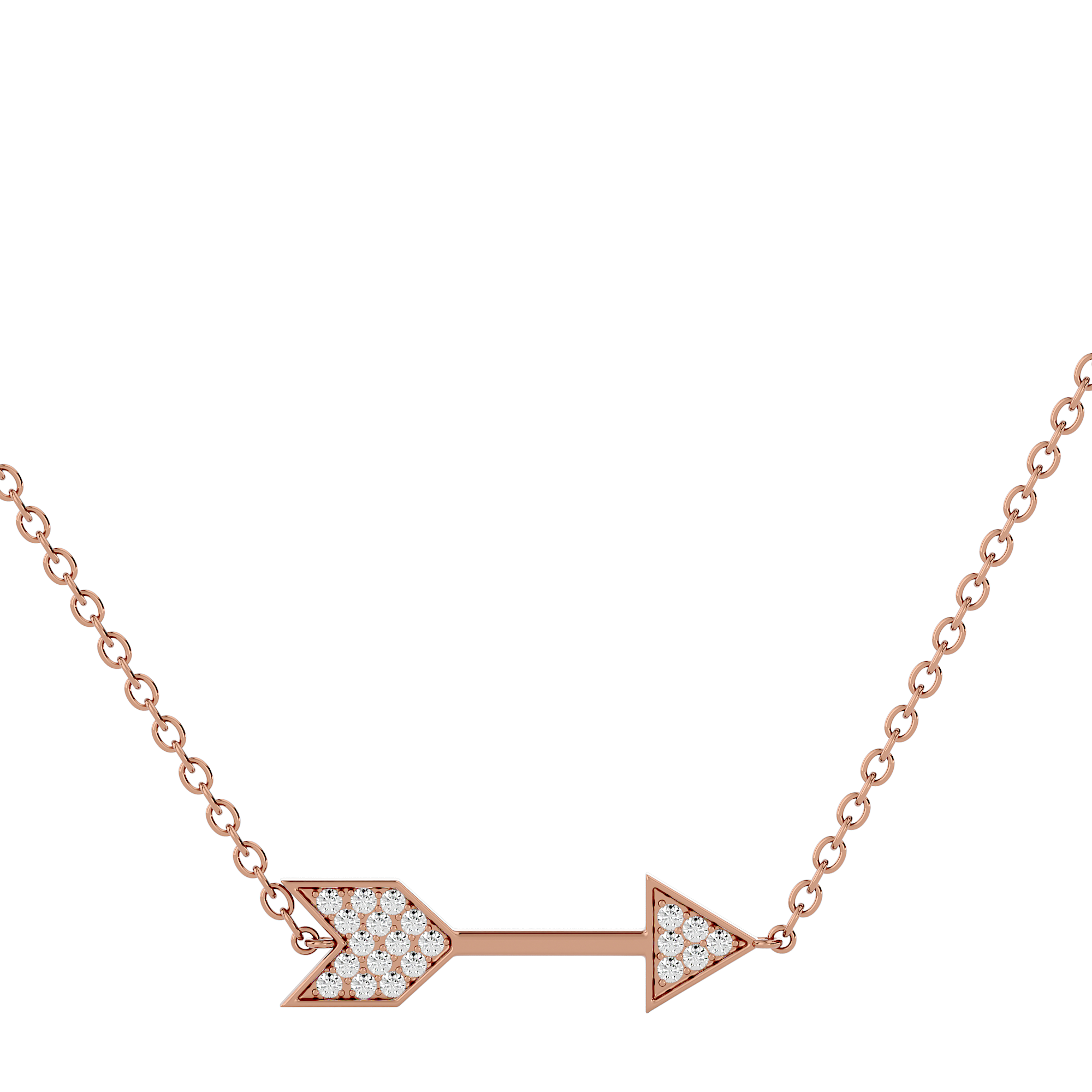 Solid Gold Diamond Sideways Arrow Necklace