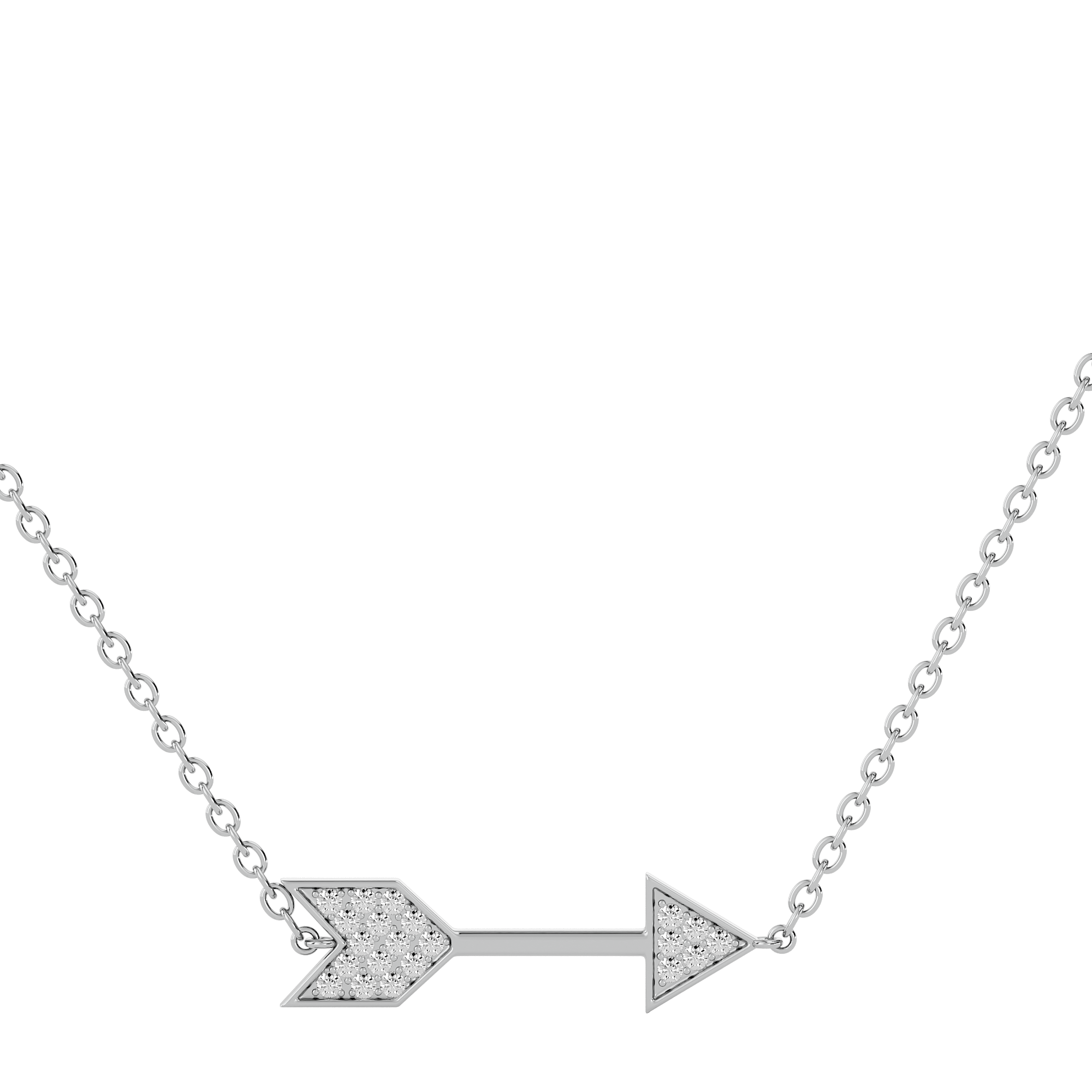 Solid Gold Diamond Sideways Arrow Necklace
