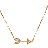 Solid Gold Diamond Sideways Arrow Necklace