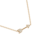 Solid Gold Diamond Sideways Arrow Necklace