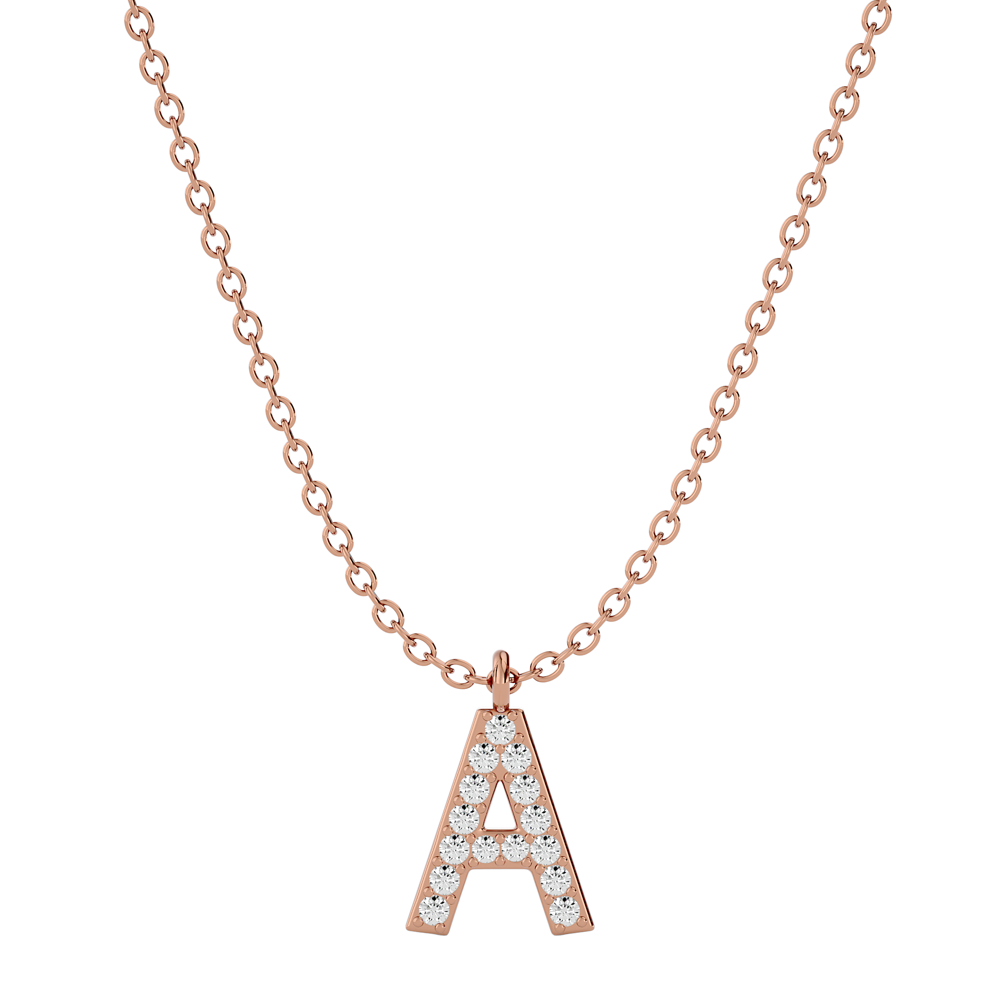 Solid Gold Diamond Initial Necklace
