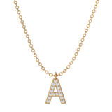 Solid Gold Diamond Initial Necklace