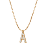 Solid Gold Diamond Initial Necklace