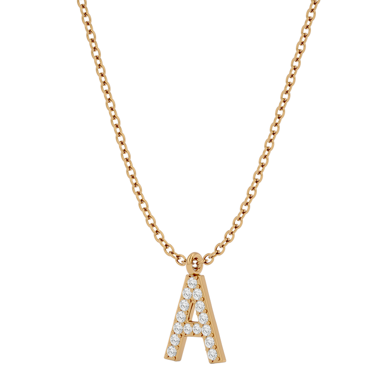 Solid Gold Diamond Initial Necklace