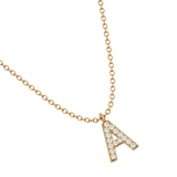 Solid Gold Diamond Initial Necklace