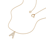 Solid Gold Diamond Initial Necklace